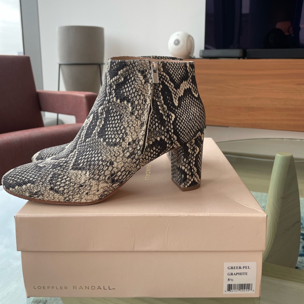Loeffler Randall Python Print Booties In Graphite - image 5